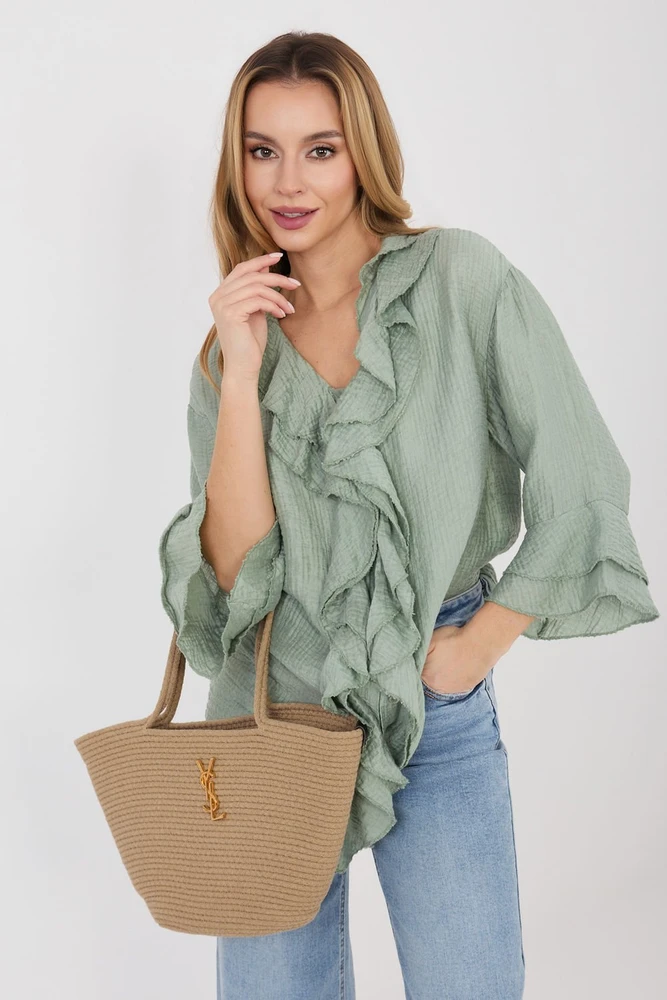 Moteriška palaidinė su raukiniais iš viskozės Italy Moda