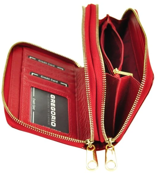 Natūralios lakuotos odos moteriška piniginė Gregorio GF118, pilka/ruda