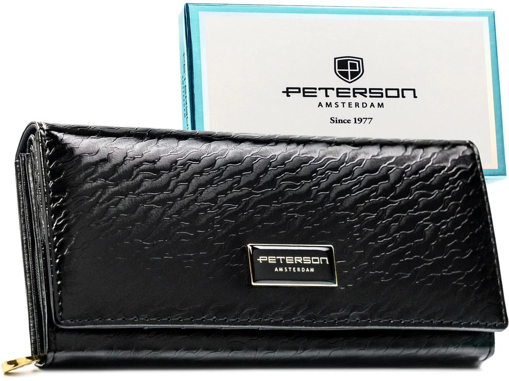 skóra naturalna + Damski portfel ze skóry ekologicznej Peterson PTN PX28-CNF
