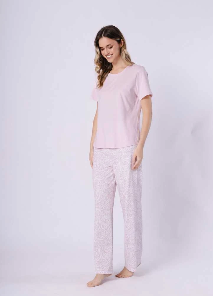 Moteriška pižama Dalia trumpomis rankovėmis rožinė
