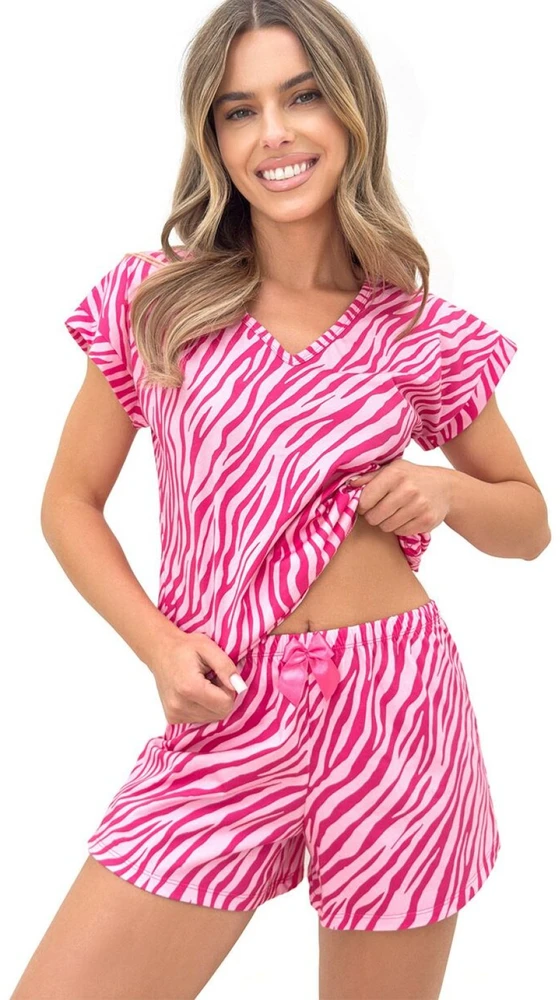 Moteriška pižama Donna Zebra Short fuksijos spalvos