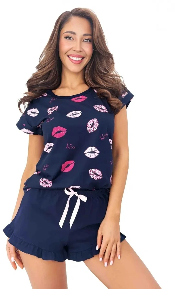 Moteriška pižama Kiss Short, tamsiai mėlyna
