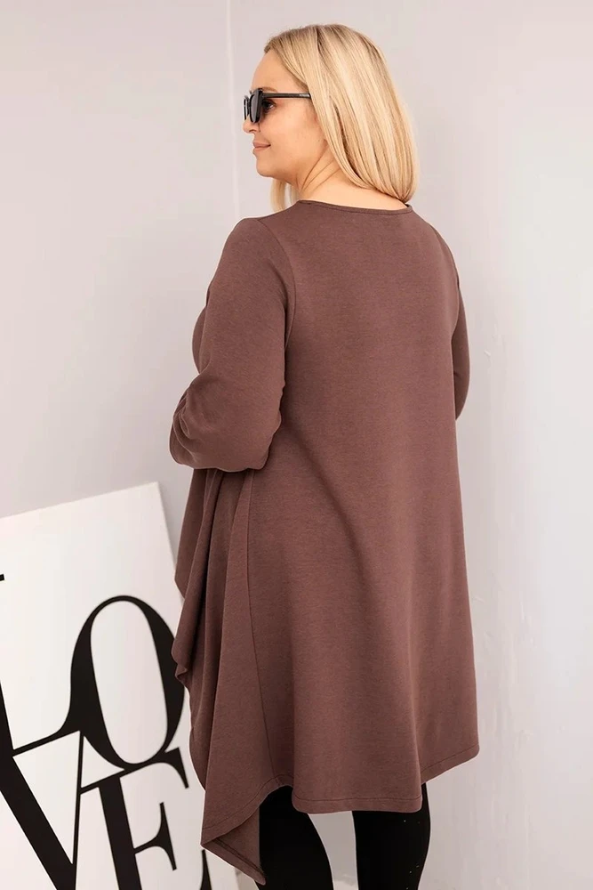 Moteriška Plus Size asimetrinio kirpimo tunika, ruda