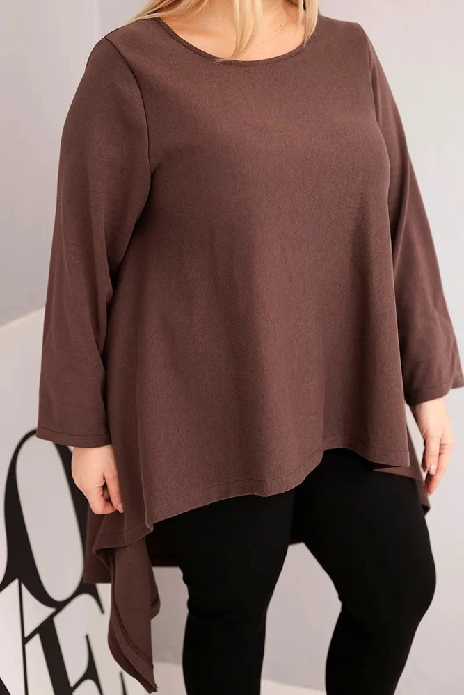 Moteriška Plus Size asimetrinio kirpimo tunika, ruda