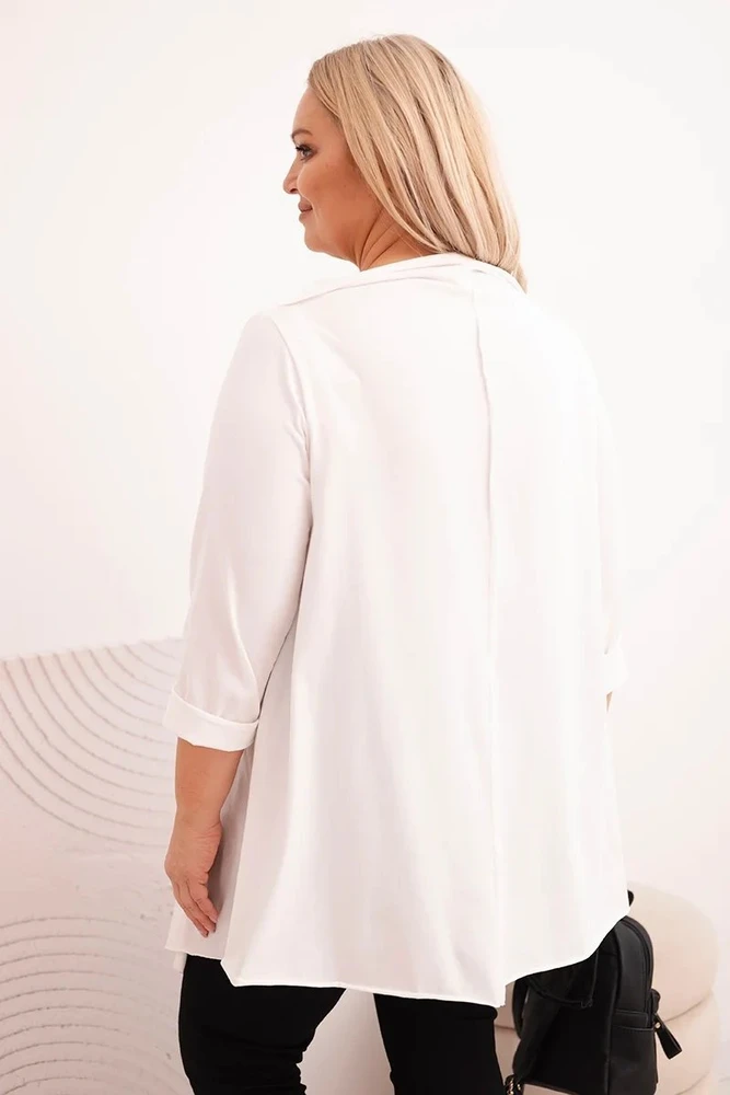 Moteriška Plus Size balta asimetrinė palaidinė