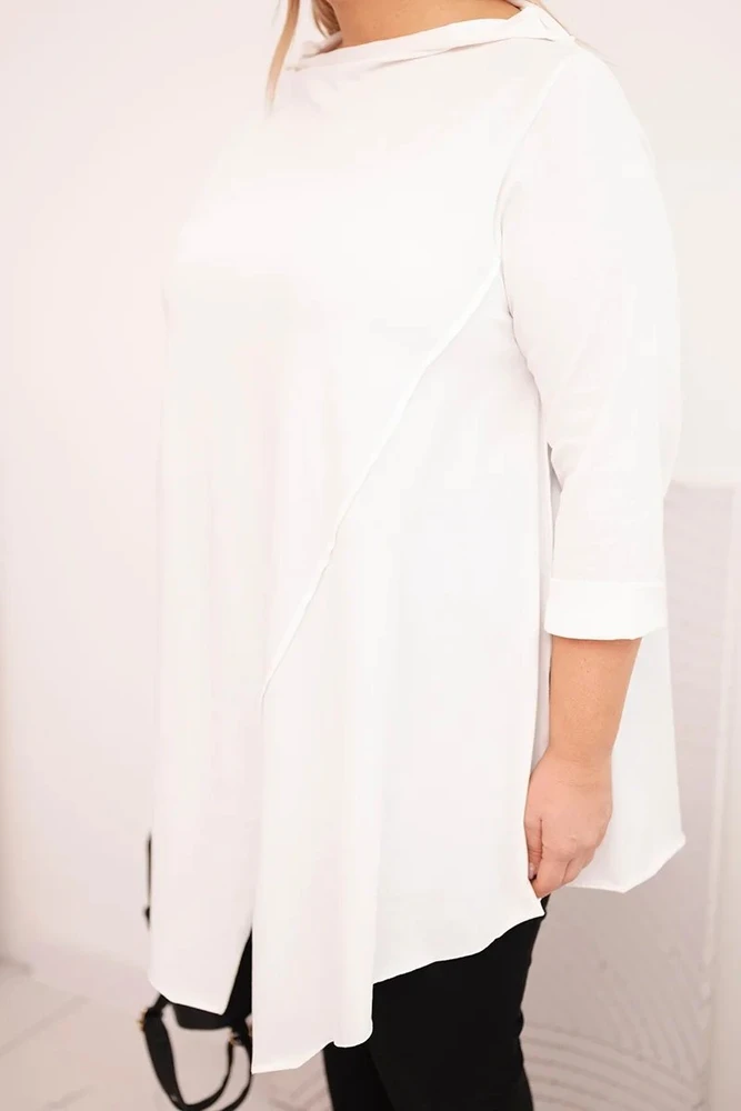 Moteriška Plus Size balta asimetrinė palaidinė
