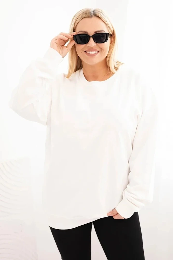 Moteriška Plus Size balta medvilninė palaidinė