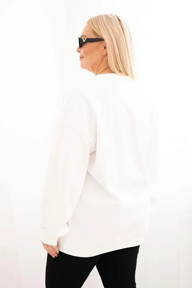 Moteriška Plus Size balta medvilninė palaidinė