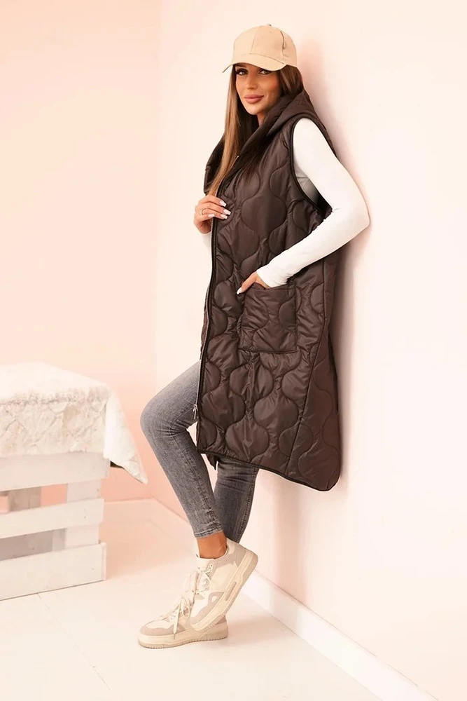 Moteriška Plus Size dygsniuota liemenė su gobtuvu, moka spalvos