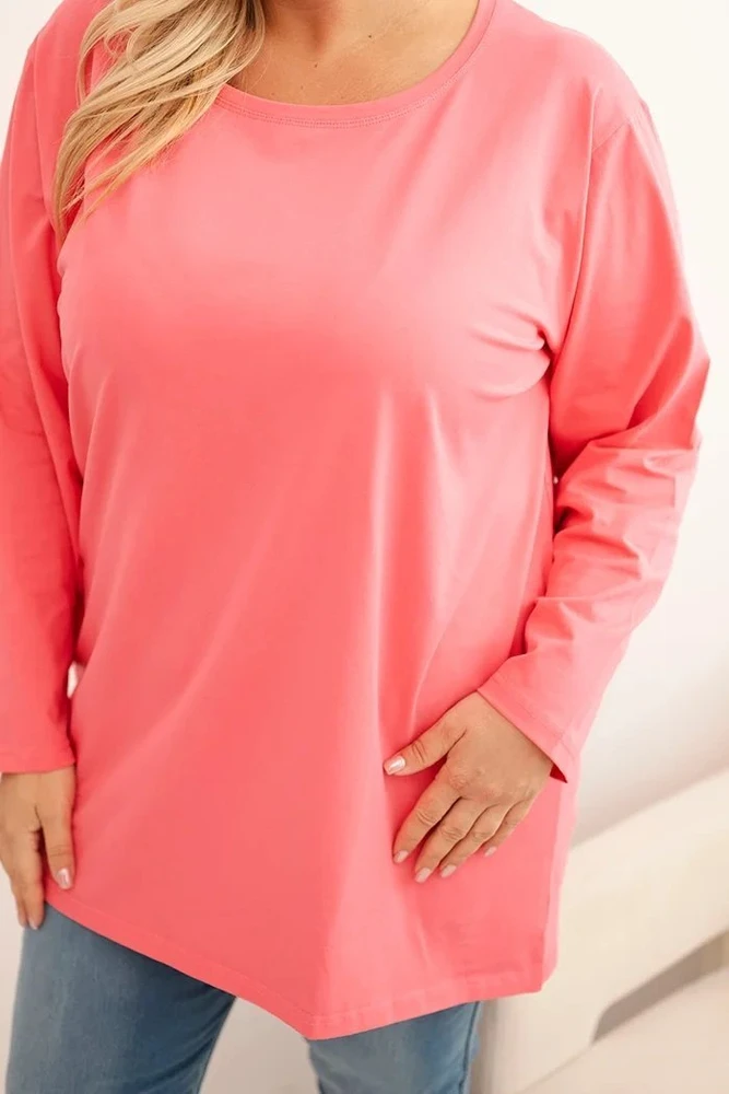 Moteriška Plus Size palaidinė ilgomis rankovėmis, rožinės spalvos