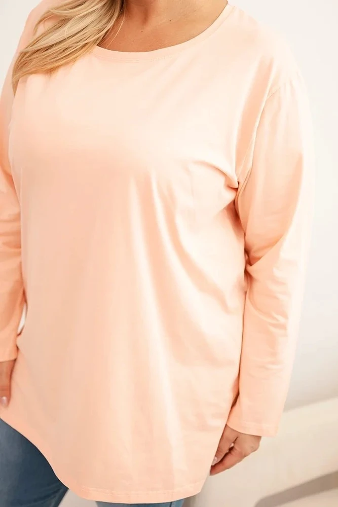 Moteriška Plus Size palaidinė ilgomis rankovėmis, persikinės spalvos