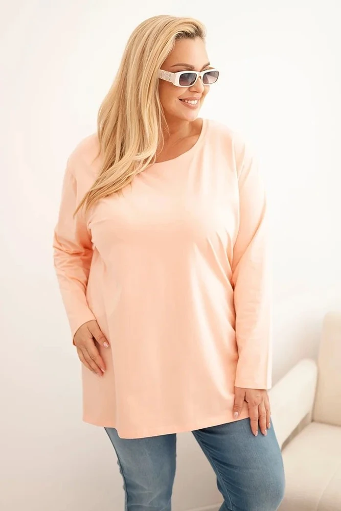 Moteriška Plus Size palaidinė ilgomis rankovėmis, persikinės spalvos