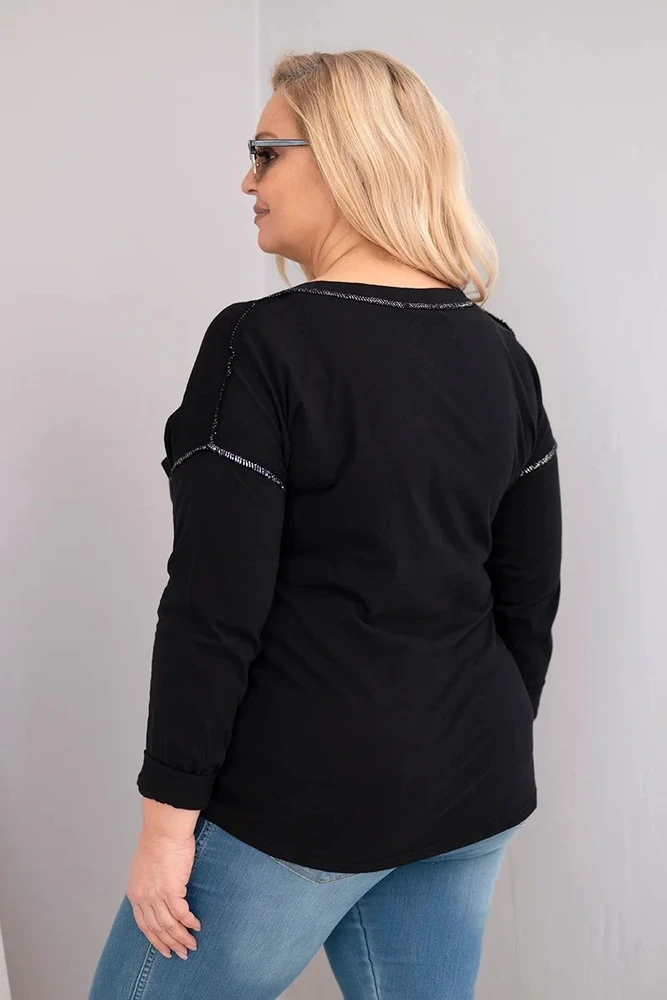Moteriška Plus Size palaidinė „Love You More“, juodos spalvos