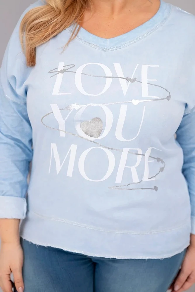 Moteriška Plus Size palaidinė LOVE YOU MORE, mėlynos spalvos