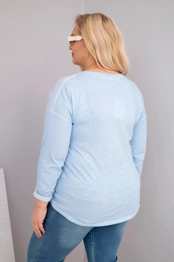 Moteriška Plus Size palaidinė LOVE YOU MORE, mėlynos spalvos