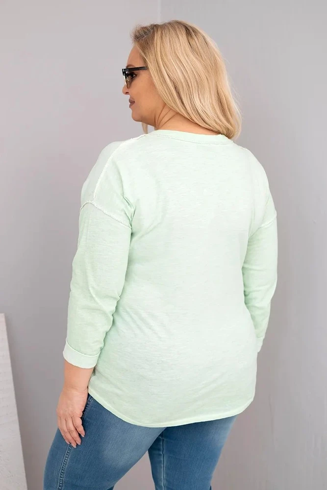 Moteriška Plus Size palaidinė LOVE YOU MORE, mėtų spalvos