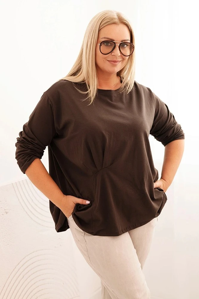 Moteriška Plus Size palaidinė su kišene, chaki spalvos