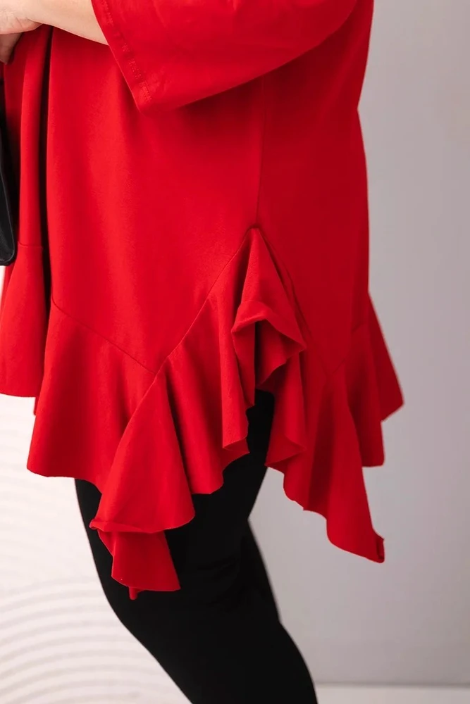 Moteriška Plus Size palaidinė su medvilne, raudonos spalvos