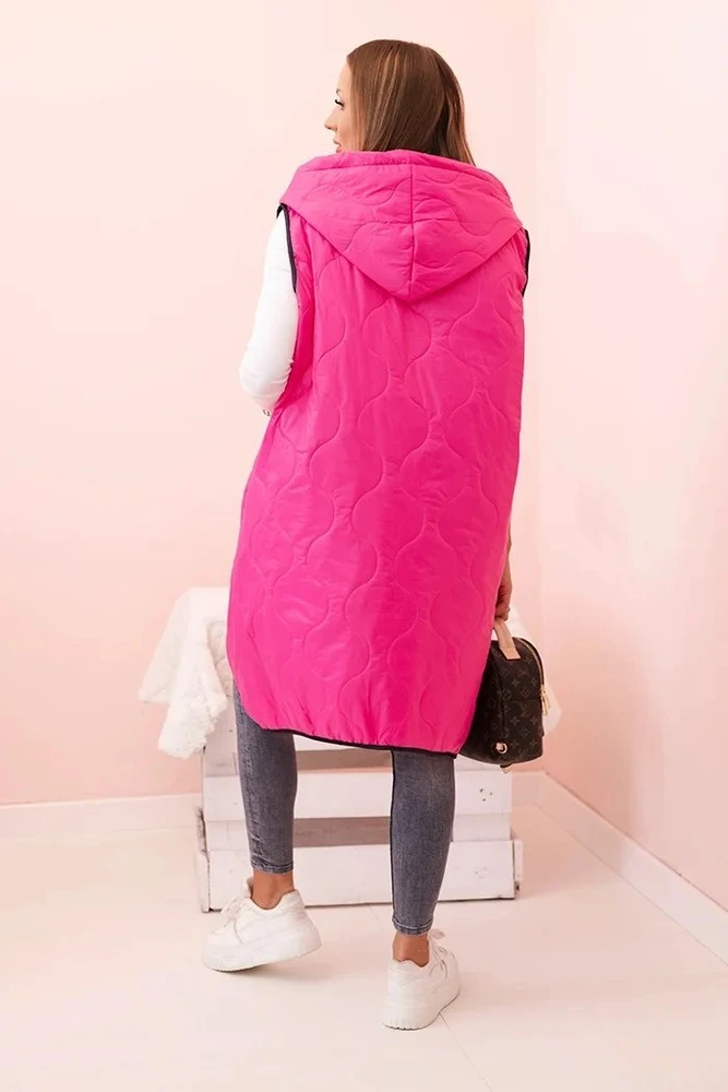 Moteriška Plus Size pikota liemenė su gobtuvu, rožinės spalvos