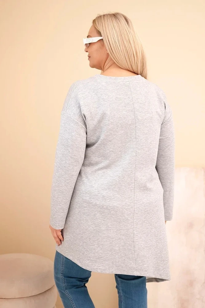 Moteriška Plus Size pilka suknelė ilgomis rankovėmis