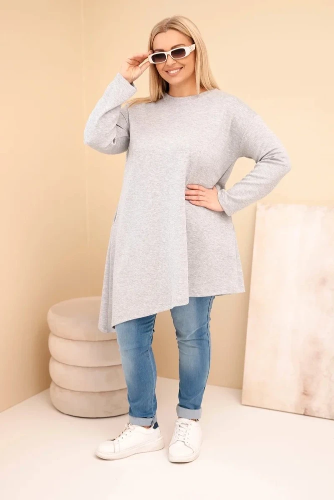 Moteriška Plus Size pilka suknelė ilgomis rankovėmis