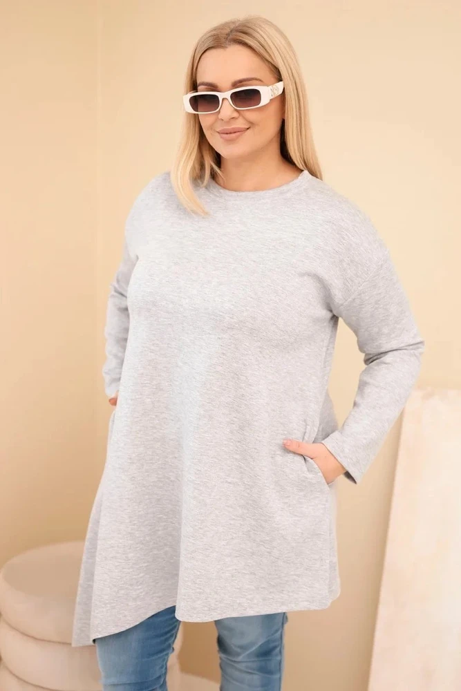 Moteriška Plus Size pilka suknelė ilgomis rankovėmis