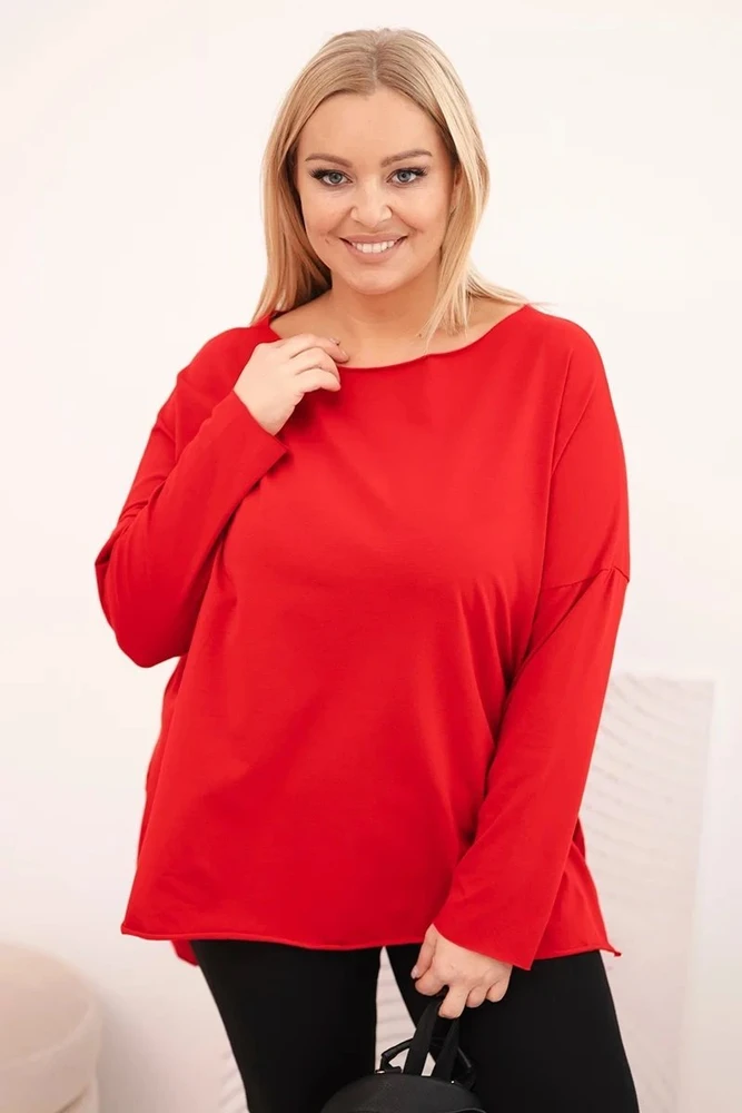 Moteriška Plus Size raudona palaidinė ilgomis rankovėmis