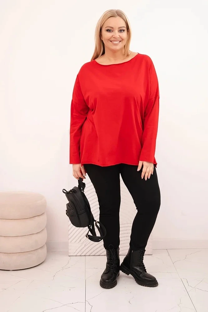 Moteriška Plus Size raudona palaidinė ilgomis rankovėmis