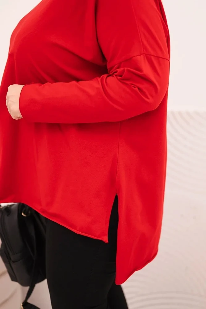 Moteriška Plus Size raudona palaidinė ilgomis rankovėmis