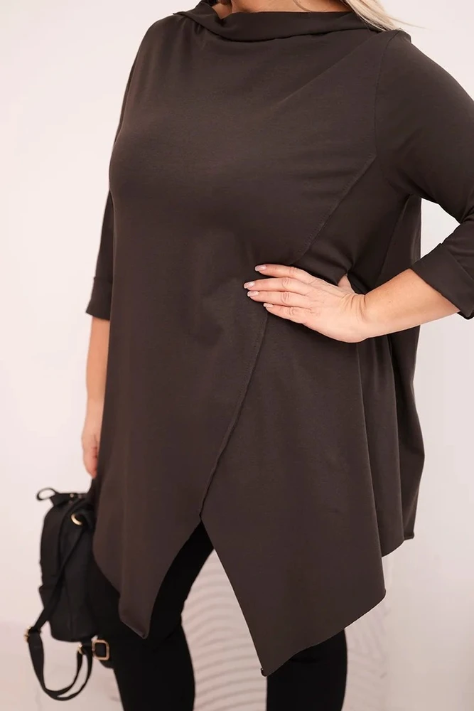 Moteriška Plus Size ruda asimetrinė palaidinė