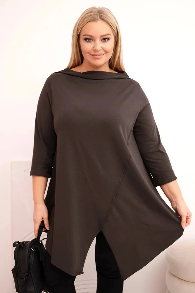 Moteriška Plus Size ruda asimetrinė palaidinė
