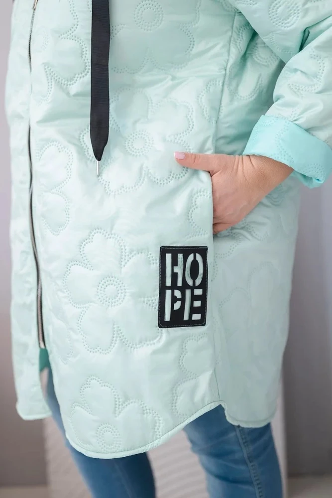 Moteriška Plus Size striukė su gobtuvu ir HOPE užrašu, neoninės rožinės spalvos