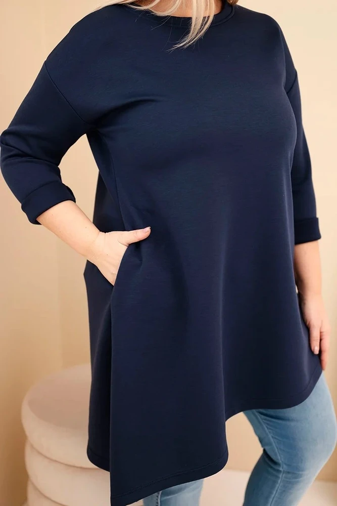 Moteriška Plus Size suknelė iš viskozės, tamsiai mėlyna