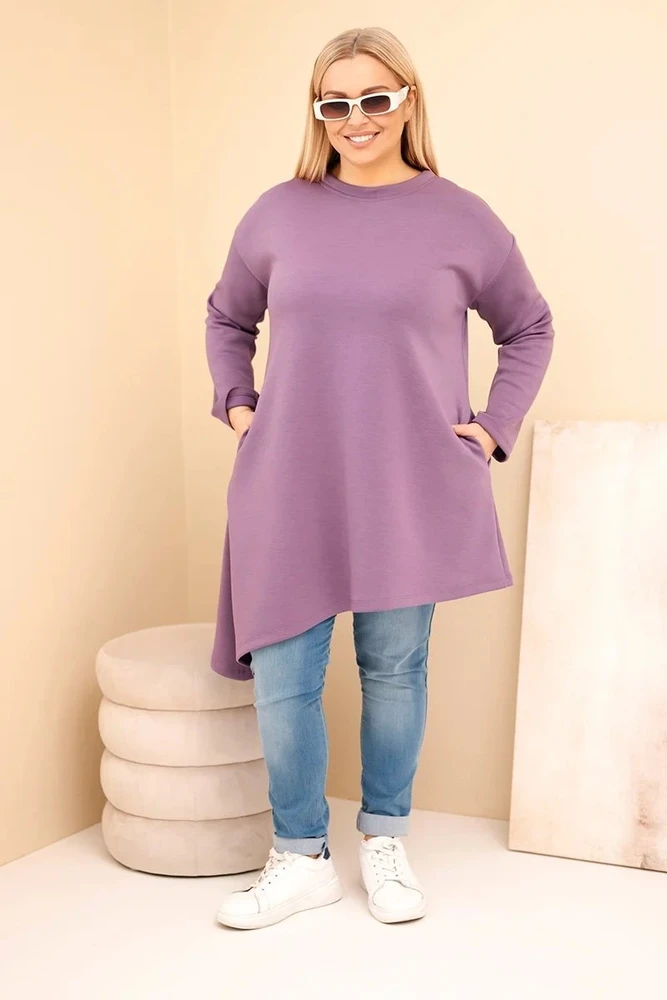 Moteriška Plus Size suknelė iš viskozės, violetinės spalvos
