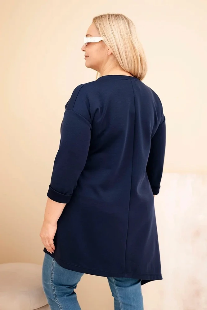 Moteriška Plus Size suknelė iš viskozės, tamsiai mėlyna
