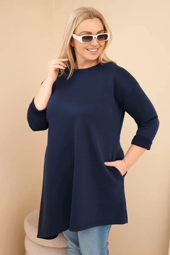 Moteriška Plus Size suknelė iš viskozės, tamsiai mėlyna