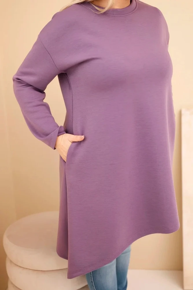 Moteriška Plus Size suknelė iš viskozės, violetinės spalvos