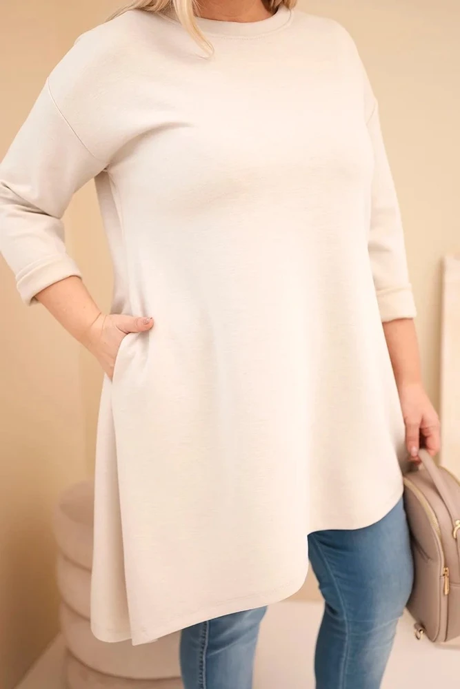 Moteriška Plus Size suknelė, smėlio spalvos