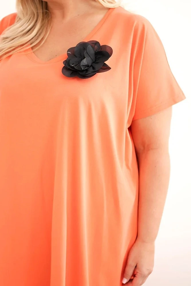 Moteriška Plus Size suknelė su sage, koralinė