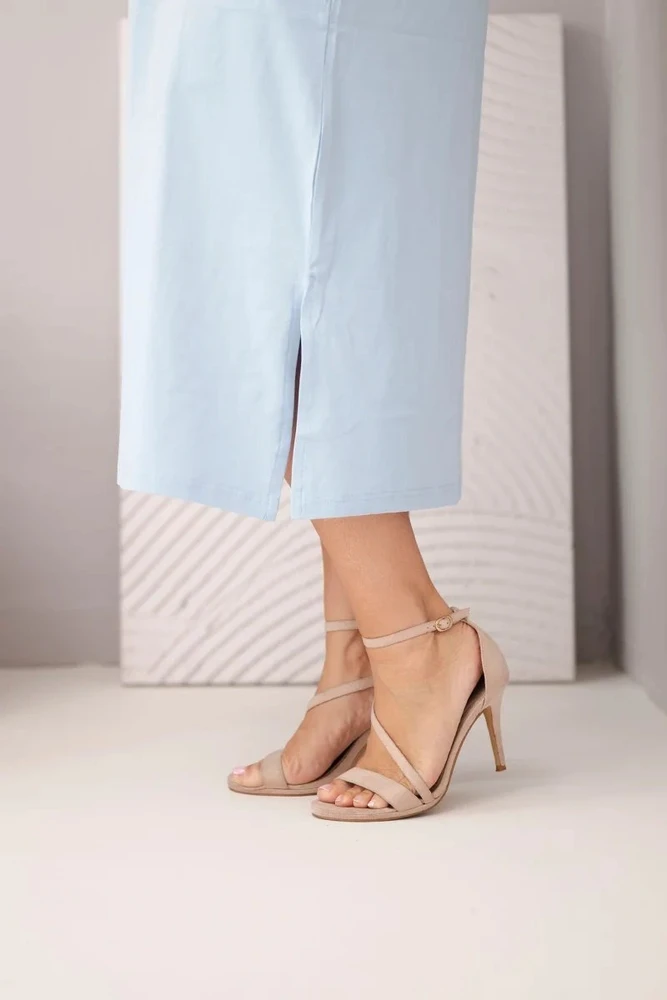 Moteriška Plus Size suknelė su V formos iškirpte, mėlyna