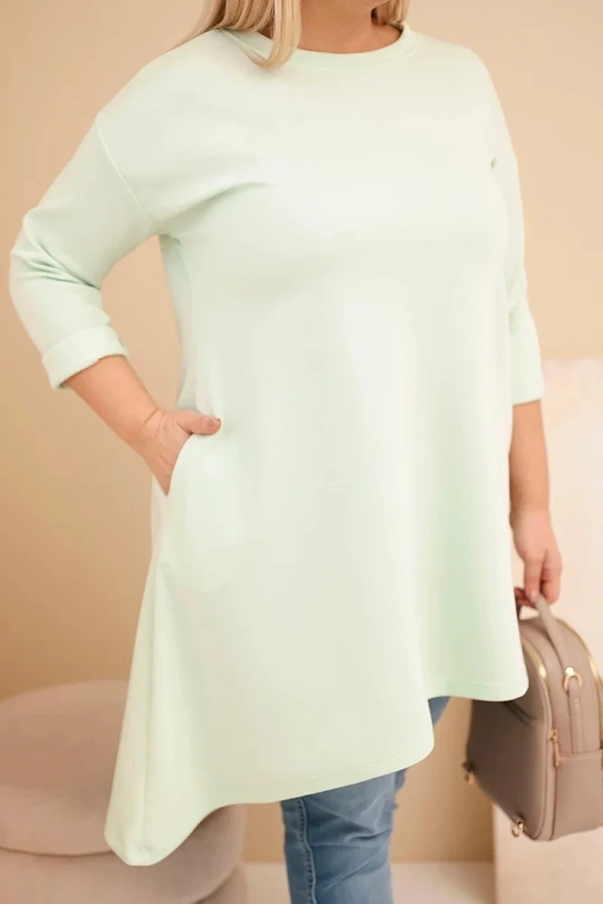 Moteriška Plus Size suknelė su viskoze, mėtų spalvos