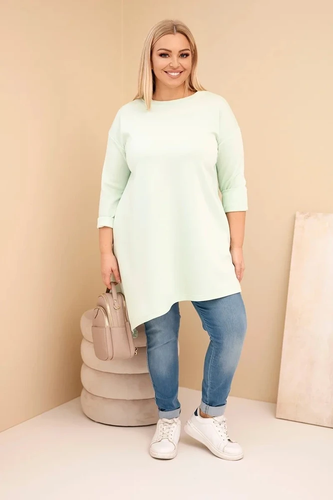 Moteriška Plus Size suknelė su viskoze, mėtų spalvos
