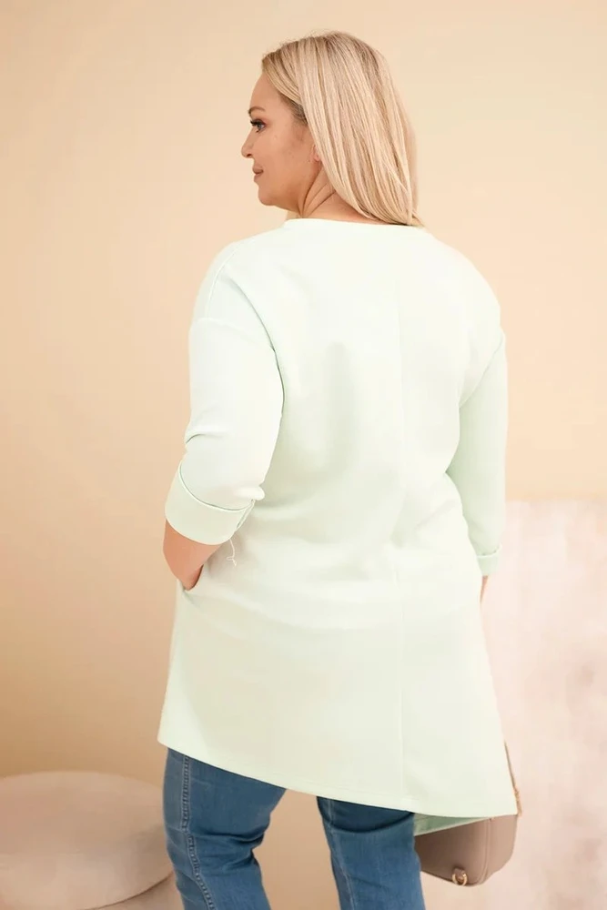 Moteriška Plus Size suknelė su viskoze, mėtų spalvos