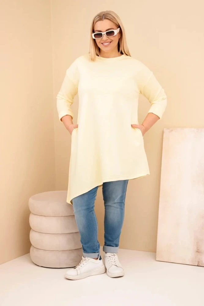 Moteriška Plus Size viskozinė suknelė geltonos spalvos
