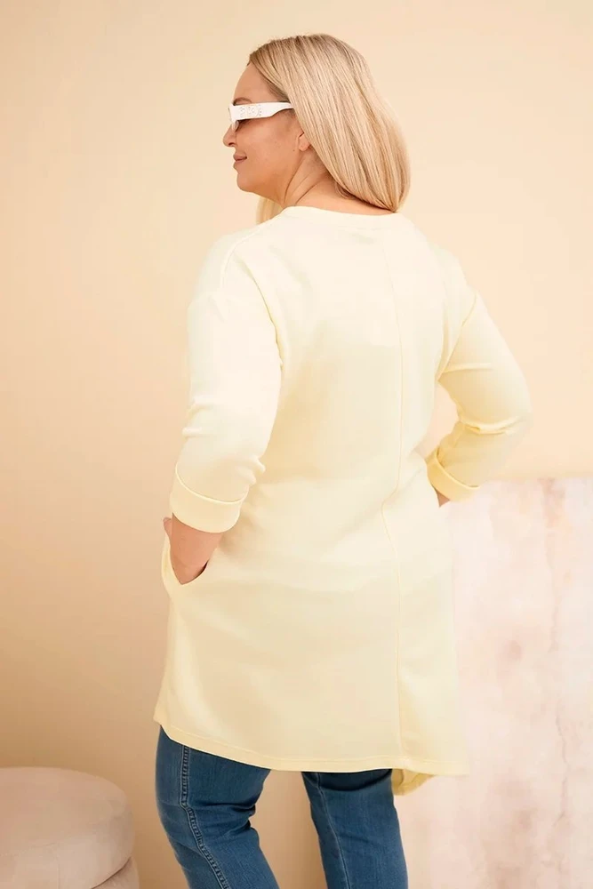 Moteriška Plus Size viskozinė suknelė geltonos spalvos