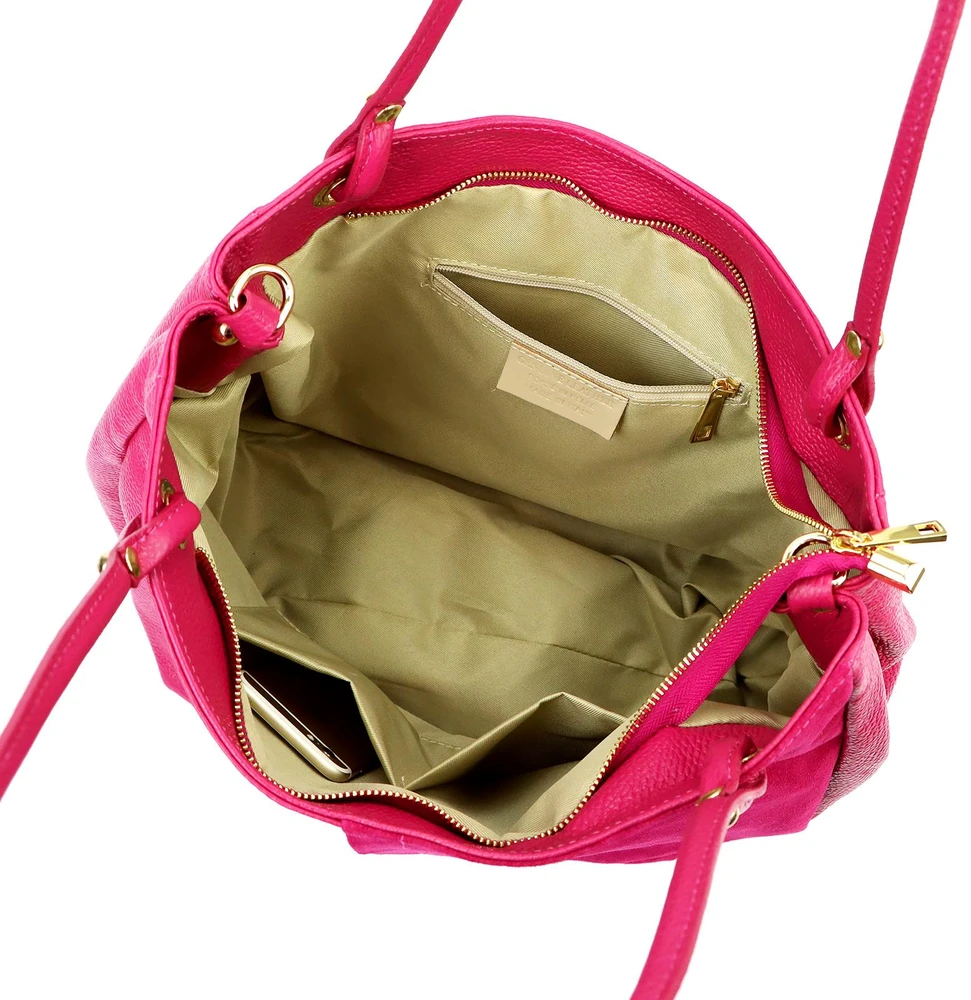 Luka damska shopperbag skóra naturalna zamsz duża torebka na ramię