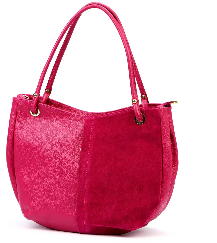 Luka damska shopperbag skóra naturalna zamsz duża torebka na ramię