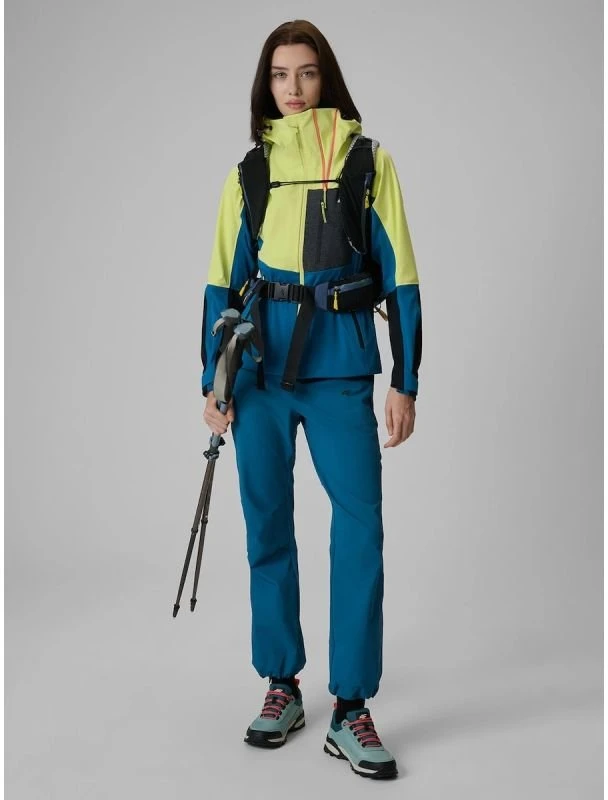 Moteriška softshell striukė 4F PRO, geltona ir mėlyna