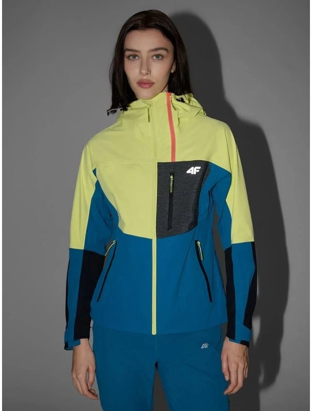 Moteriška softshell striukė 4F PRO, geltona ir mėlyna