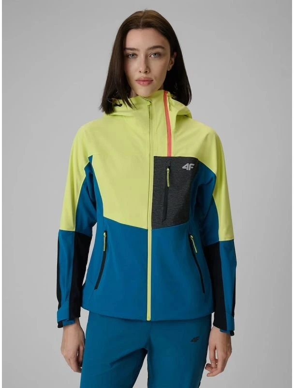 Moteriška softshell striukė 4F PRO, geltona ir mėlyna